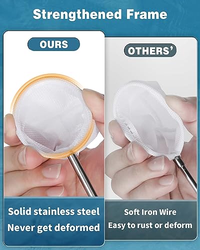 Pawfly Aquarium Shrimp Net, 2 Inch Tiny Fish Tank Net with Extendable Stainless Steel Handle, Soft Round Fine Mesh for Shrimp Baby Fish Food Residue Debris Skimming - color: Black Round, size: 2 Inch