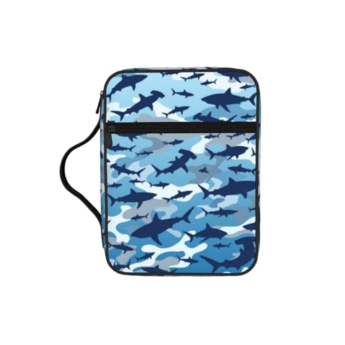 Navy Blue Fish Camouflage Silhouette Ocean Bible Cover Case for Women Men - color: Navy Blue Fish