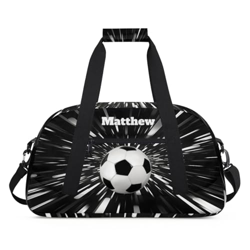 Custom Boys Sports Soccer Training Bag Abstract Black Background | Personalized Named Practice Travel Overnight Training Bag - color: Color 17