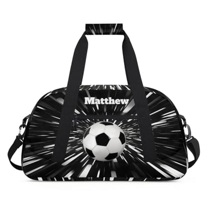 Custom Boys Sports Soccer Training Bag Abstract Black Background | Personalized Named Practice Travel Overnight Training Bag - color: Color 17