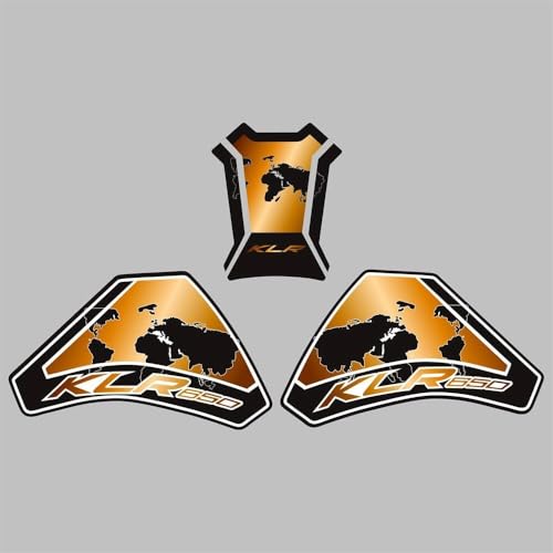 KLR650 Tank PAD Front Side Tank Pad Fuel Stickers Compatible with Klr650 2022-2025 3D Gel Tank Fuel Gip Decal KLR650 Sticker Pad(Gold) - color: 144 Gold