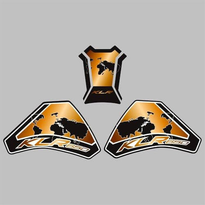 KLR650 Tank PAD Front Side Tank Pad Fuel Stickers Compatible with Klr650 2022-2025 3D Gel Tank Fuel Gip Decal KLR650 Sticker Pad(Gold) - color: 144 Gold