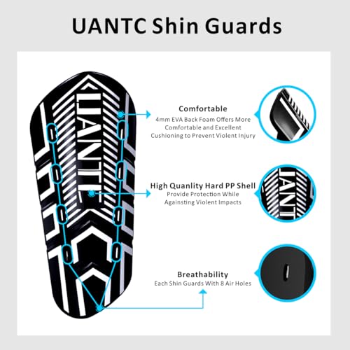 Shin Guards - Soccer Shin Guards with Cushion Protection for Kids/Adults - color: Black and Whtie,Shin Pads 2 Pairs, size: Medium