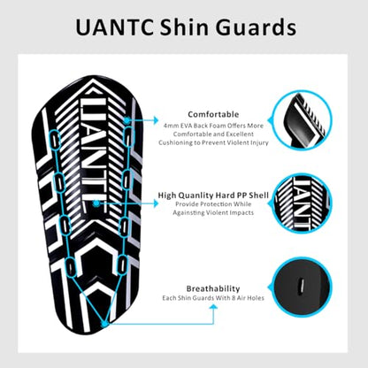 Shin Guards - Soccer Shin Guards with Cushion Protection for Kids/Adults - color: Black and Whtie,Shin Pads 2 Pairs, size: Medium