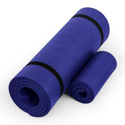 CAP Barbell 1/2-Inch High Density Exercise Yoga Mat with Strap | Multiple Options - color: Blue, style: Yoga Mat w/Knee Pad