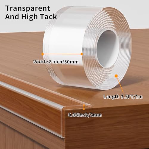 Corner Protector Baby,Clear Edge Protector Strip,Sharp Edge Wrap Cover Tape,Self Adhesive Protective Bumper Guards for Cabinet Door,Desk,Glass Table,Bed Furniture and Wall,2 in x 3.3 FT