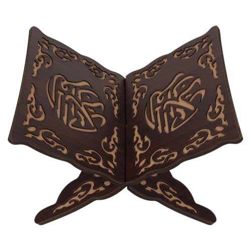 Quran Holder Book Stand Wood Muslim Book Bible Stand Wooden Carved Quran Holy Bible Display Holder for Reading Eid Party Decoration (9.4 inch)