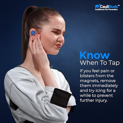 CauliBuds™ Cauliflower Ear Magnet - Premium Silicone Ear Magnets Cauliflower Ear - Pressure Earrings Magnetic Ears - Treatment in BJJ, Wrestling, MMA, & Rugby - Cauliflower Ear Draining Kit (Blue) - color: Blue