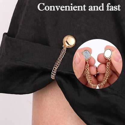 4pcs Magnetic Clothing Clips, Multi-Function Magnetic Button Clips Pinless Magnet Clothing Pins Clothing Accessories for Sleeves Skirts Dresses (Gold) - color: Gold