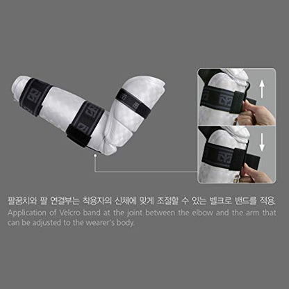 MOOTO Korea Taekwondo Extera S2 Arm & Elbow Protectors MMA Martial Arts Kickboxing Gym School Academy Team Match Training (4. L(Length:24cm or 0.78ft))