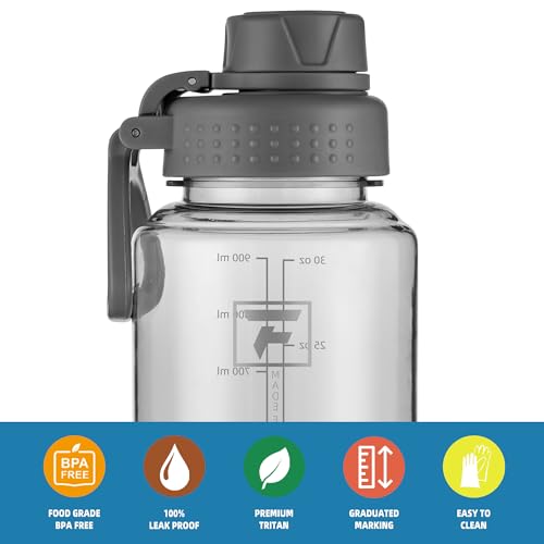 Fanhaw 32 oz Clear BPA-Free Tritan Water Bottle with Fast-Flow Spout Lid, BPA-Free & Leak-Proof Wide-Mouth Reusable Bottle for Gym, School & Office, Back to School Essentials (Gray) - color: Gray