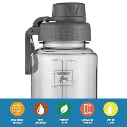 Fanhaw 32 oz Clear BPA-Free Tritan Water Bottle with Fast-Flow Spout Lid, BPA-Free & Leak-Proof Wide-Mouth Reusable Bottle for Gym, School & Office, Back to School Essentials (Gray) - color: Gray