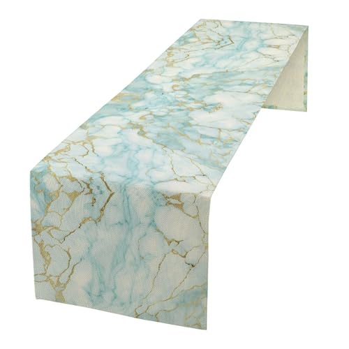 Marble Table Runner, Light Blue Abstract Textured Art Modern Table Runner for Kitchen Dining Home Party Birtyday Wedding Decor, 13x36 Inch - color: Marble -11, size: W13"x L36"
