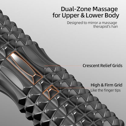 RUNWE Foam Roller with Stand - Bracket Foam Roller for Back Pain, 21 inch Trigger Point Deep Tissue Massage Roller, Medium Density Grid Bracket Foam Rollers, Leg Roller for Muscles Deep Tissue - color: Black