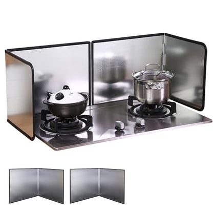 2 Pieces 2 Sided Grease Splatter Guard Foldable Splatter Guard for Stove Stainless Steel Oil Splatter Screens Backsplash for Wall Gas Range Frying Pan Camping(Size:11.8×15.7inches) - size: 11.8×15.7inches