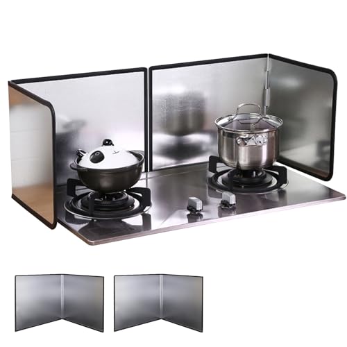 2 Pieces 2 Sided Grease Splatter Guard Foldable Splatter Guard for Stove Stainless Steel Oil Splatter Screens Backsplash for Wall Gas Range Frying Pan Camping(Size:11.8×15.7inches) - size: 11.8×15.7inches