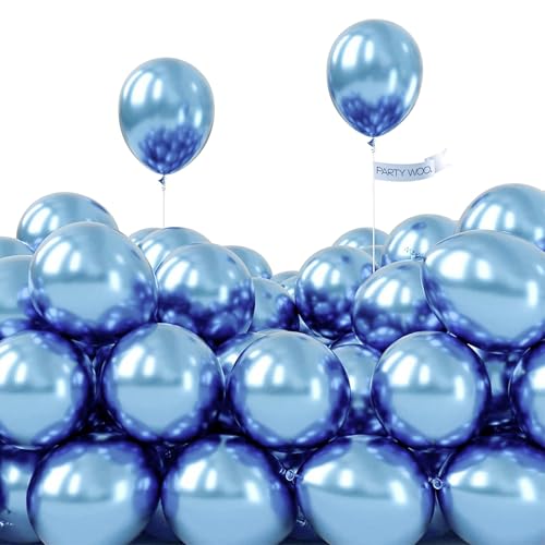 PartyWoo Metallic Light Blue Balloons 50 pcs 5 inch Metallic Baby Blue Small Mini Balloons for Graduation Wedding Baby Shower Gender Reveal Anniversary Birthday Party Decorations Blue-G119 - color: Blue-g119, size: 5 inch
