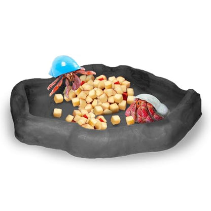 SunGrow Leopard Gecko Water Bowl, Hermit Crab Bathing Pool, 5 x 5.5 Inches, Reptile Food Bowl and Supplies, Water Dish and Climber, Charcoal Color, 1 Pc/Pack
