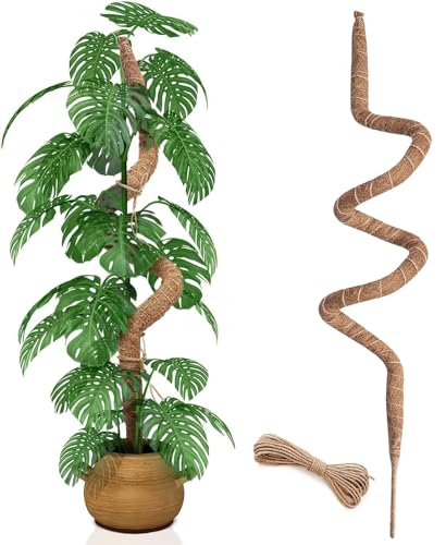 60 Inch Moss Pole, Bendable Moss Pole for Plants Monstera, Tall Moss Poles for Climbing Plants Indoor, Large Support, Garden Trellis Stick Stakes for Plants - size: 60 Inch