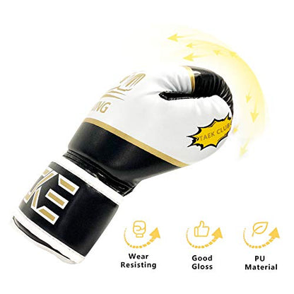 CKE Kids Boxing Gloves for Kids Boys Girls Junior Youth Toddlers Age 5-12 Years Training Boxing Gloves for Punching Bag Kickboxing Muay Thai - color: BLACK