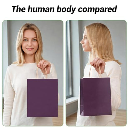 bagmad 100 Pack 8x4.75x10 Inch Plain Medium Paper Bags with Handles Bulk, Kraft Craft Gift Bags, Grocery Shopping Retail Birthday Party Favors Wedding Sacks (Purple) - color: Purple