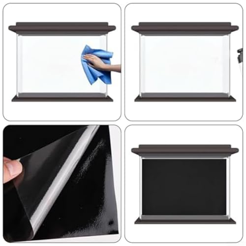 Black Aquarium Background Static Cling Fish Tank Backdrop, PVC Waterproof Wallpaper for Enhancing Aquatic Aesthetics and Hiding Wires(40 * 200cm) - size: 40*200cm