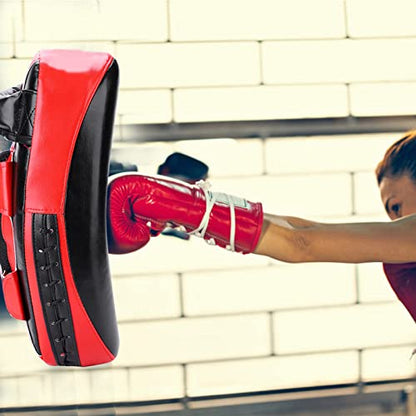 Muay Thai Pad for Training, Curved Kickboxing Kicking StrikeShield, KickShield, Coaching Kick Boxing, MMA, Martial Arts, Karate, Taekwondo, Punching, Foot, Knee and Elbow Target (Black Red)