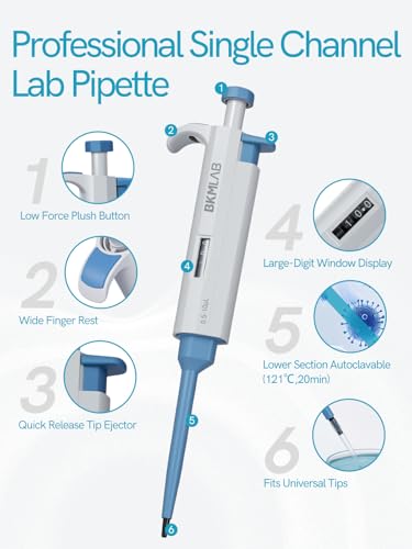 20-200ul Single Channel Pipette, High Accurate Manual Adjustable Variable Volume Micropipette, 1μl Increment, Pipettes for Laboratory, Scientific and Industrial Research - size: 20-200μL