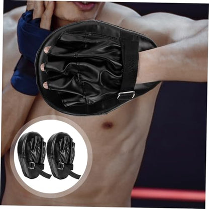 BESPORTBLE 2Pcs Curved Boxing Hand Pads, Black PU Sponge, for Men and Women | Impact and Kick Resistance, Safe Feel, Three-Layer Thick Build, Martial Arts Practice, Boxing Strike Focus