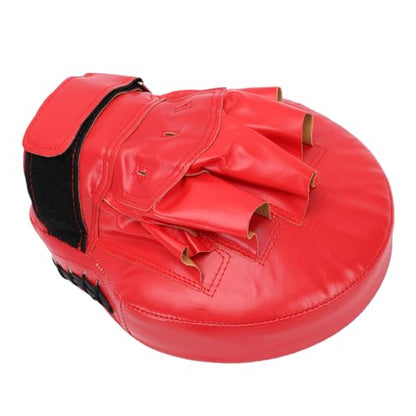 Keenso Boxing Punching Mitt, PU Curved Boxing Pad with Adjustable Strap, Hand Pad for Taekwondo Muay Thai Training, Adults Kids All Skill Levels - color: Red