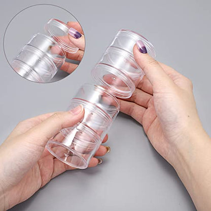 Hipiwe 4 Set 5-Layer Jewelry Bead Containers Small Clear Plastic Sample Jar | 30ml Empty Jars with Screw Lid, Makeup Sample Box for Travel, Beads Organizer for Sewing Pills Art Craft Accessories - size: 4Packs 1.9"D x 4.8"H