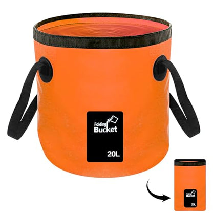 MIZORLIE Collapsible Buckets, Camping Water Storage Container 5 Gallon(20L) Portable Folding Bucket Wash Basin - color: Yellow