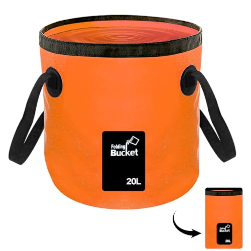 MIZORLIE Collapsible Buckets, Camping Water Storage Container 5 Gallon(20L) Portable Folding Bucket Wash Basin - color: Yellow