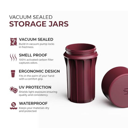 Staze Air Tight Smell Proof Container (148ml) - Vacuum Seal Jar, Waterproof Food Storage Canister, Portable Small Smell Proof Jar for Coffee, Spice & Gummies - (BRICK) - color: Brick