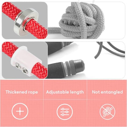 23 FT Long Jump Rope for Kids Adults,Double Dutch Jump Rope,Adjustable Skipping Ropes with High-strength Nylon Braided Rope Core,360°Rotation Not Entangled,Long Enough for 4-6 Jumpers.Red