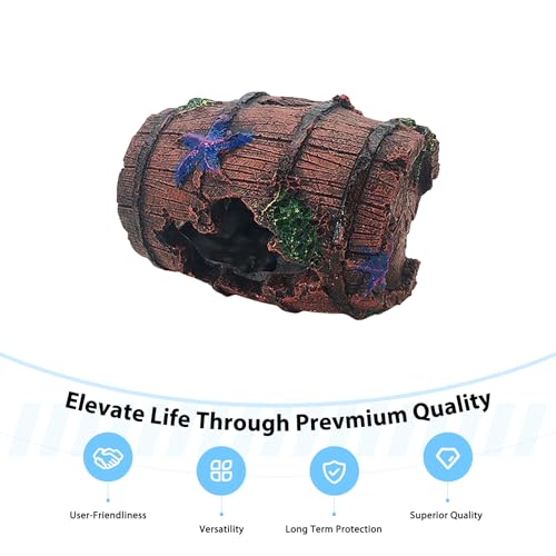 Resin Fish Tank Decor Cave Hideout 10cm Simulated Barrel Aquarium Ornament for Small Fish Freshwater and Saltwater