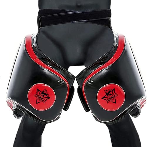 Groin & Thigh Guard Set for Muay Thai/MMA - 10cm Shock Absorption Pads | Adjustable Straps & Multi-Layer Protection (23.6in)
