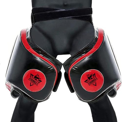 Groin & Thigh Guard Set for Muay Thai/MMA - 10cm Shock Absorption Pads | Adjustable Straps & Multi-Layer Protection (23.6in)