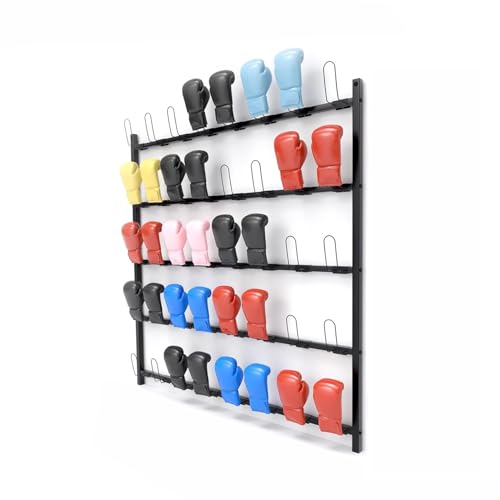 Boxing Glove Storage Rack Wall Mount Dryer Holds 20 Pairs, Boxing Glove Storage Garage, Hang Up Boxing Gloves to Dry Out, for Kickboxing, Muay Thai, MMA Training Gloves