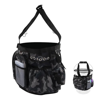Fishing Bucket Organizer for 5 Gallon Bucket,Outdoor Ice-Fishing Tackle Bag with Bait Buckets Cover,Adjustable Buckle,Multi-Pockets for Fishing Gear & Accessories Storage