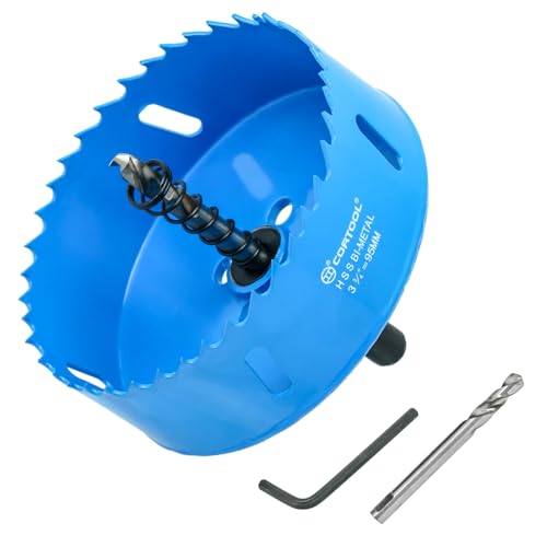 3-3/4 Inch Hole Saw with Arbor for Metal and Wood Cutting, Bi-Metal Hole Cutter, 3-3/4" Hole Saw Kit for Drywall, Wood, PVC Boards, Fiberglass and Vent Pipes - style: 3-3/4"（95mm）