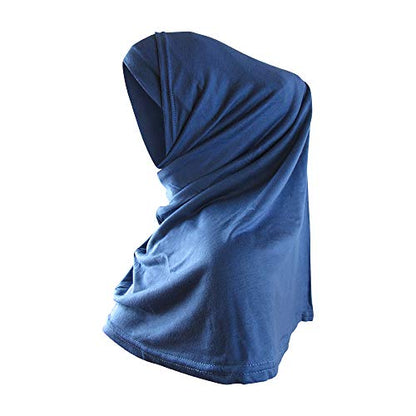 TheHijabStore.com Women's 2 Piece Amira Jersey Hijab - Soft Modal Stretch Head Scarf with Tube Under Scarf Cap - color: Denim Blue