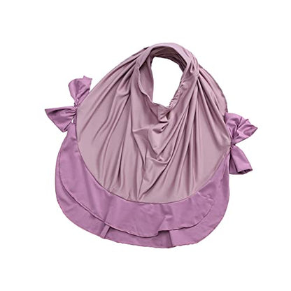Toddler Girls Muslim Dress Abaya with Hijab Prayer Clothes Arab Solid Islamic Robe Kids Ramadan Long Skirt LDS Temple Dresses - color: B-purple, size: 4-5T