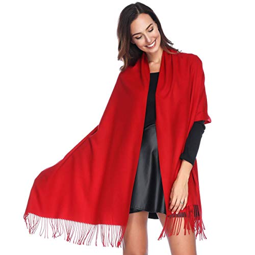 Pashmina Shawl Wraps Scarves Evening Dresses Wedding Bridesmaid for Women - color: Red