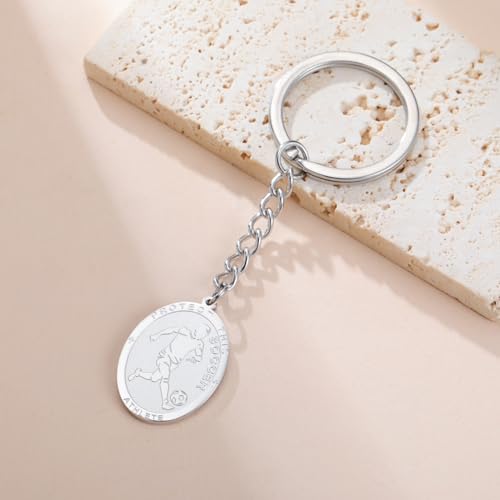 Dreamtimes St. Sebastian Medal Keychain for Men Women Stainless Steel Religious Saint Patron of Athletes Catholic Keychain - style: Soccer-s