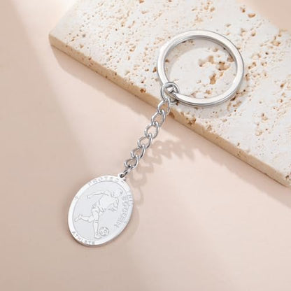 Dreamtimes St. Sebastian Medal Keychain for Men Women Stainless Steel Religious Saint Patron of Athletes Catholic Keychain - style: Soccer-s