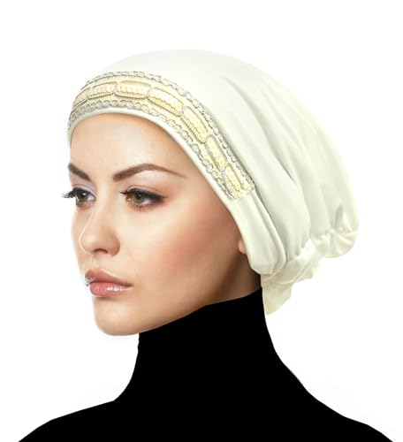 Luxor Fashion Lycra Snood Caps Women Chemo Beanie Hat - color: Ivory