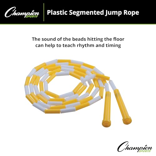 Champion Sports Plastic Segmented Jump Rope - color: White/Yellow (8 Feet)