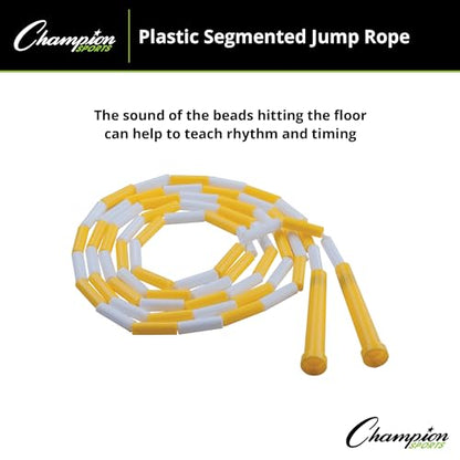 Champion Sports Plastic Segmented Jump Rope - color: White/Yellow (8 Feet)