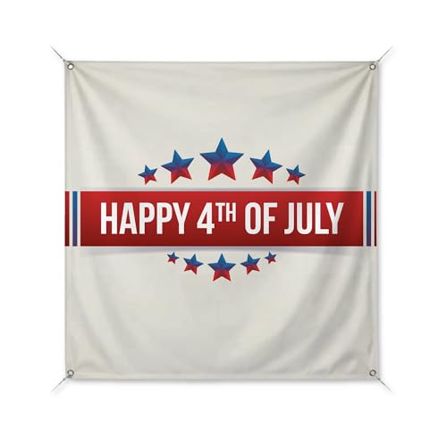 4th of July Large Banners and Signs for Outdoor by BCB Print | Festive Polyester Banner with 4 Hole for Easy Hang Indoor & Outdoor | 1x1ft Banner to Promote Business | HD Made in USA - color: 4th of July, size: 1x1ft